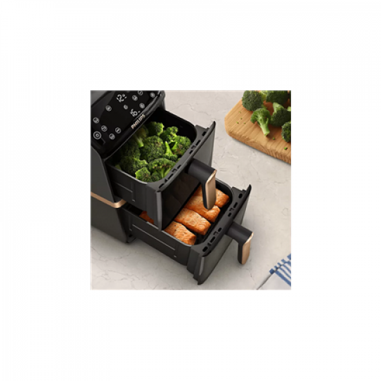 Philips Airfryer, Dual Basket | NA462/80 4000 Series | Capacity 10 L | Power 2750 W | RapidAir | Silk White/Beige