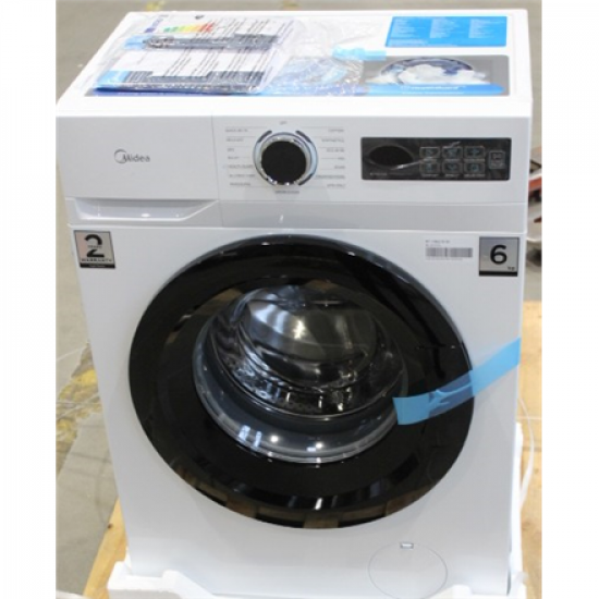 SALE OUT. Midea MF110W60/W-HR Washing Machine | Midea Washing Machine | MF110W60/W-HR | Energy efficiency class D | Front loading | Washing capacity 6 kg | 1000 RPM | Depth 40 cm | Width 60 cm | LED | Steam function | White | DAMAGED PACKAGING