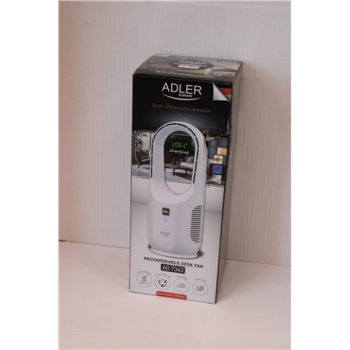 SALE OUT. Adler Bladeless Rechargeable Fan | AD 7343 | Desk Fan | DAMAGED PACKAGING | White | Diameter 14 cm | Number of speeds 3