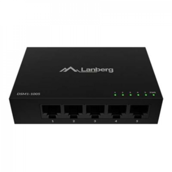 Lanberg Switch 5x1GB/s Unmanagment Gigabit Ethernet Desktop 12V metal case | DSM1-1005 | Unmanaged | Desktop