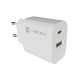Natec Ribera USB Charger 1X USB-A + 1X USB-C 20W, White
