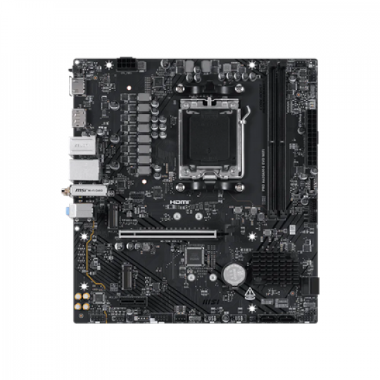 MSI PRO A620AM-G EVO WIFI | Processor family AMD | Processor socket AM5 | DDR5 | Number of SATA connectors 4 | Supported hard disk drive interfaces SATA, M.2