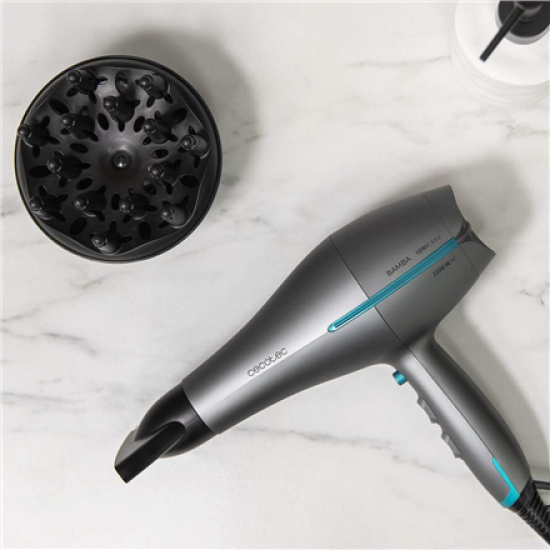 Cecotec Hair dryer | IoniCare 5300 Maxi Aura Black | 2200 W | Number of temperature settings 3 | Ionic function | Black/Grey | Diffuser nozzle