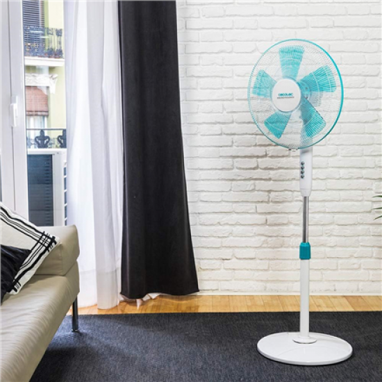 Cecotec EnergySilence 500 | Pedestal Fan | Stand Fan | 40 W | Diameter 40 cm | Number of speeds 3 | Oscillation | White/Blue