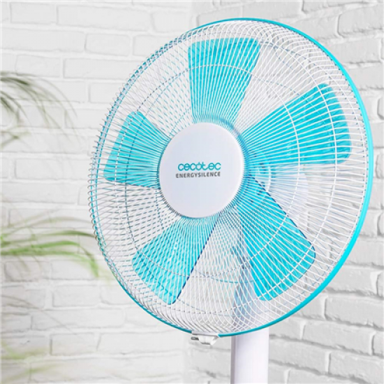 Cecotec EnergySilence 500 | Pedestal Fan | Stand Fan | 40 W | Diameter 40 cm | Number of speeds 3 | Oscillation | White/Blue