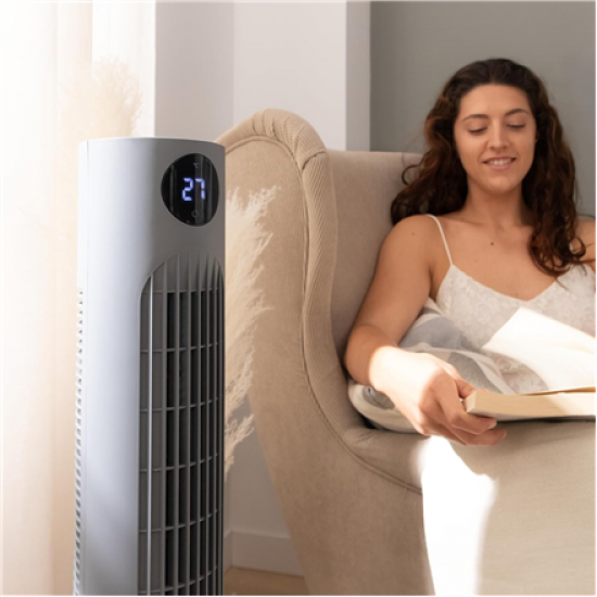 Cecotec EnergySilence 800 Skyline Smart | Tower Fan | Stand Fan | 60 W | Diameter 27 cm | Number of speeds 3 | Oscillation | Remote control | Black/Grey