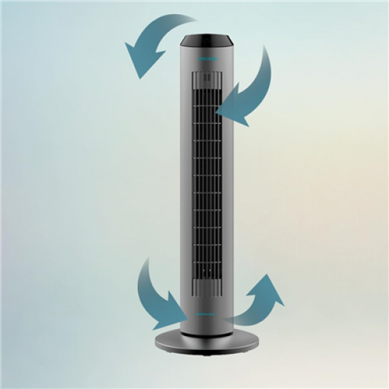Cecotec EnergySilence 8190 Skyline Ionic | Tower Fan | Stand Fan | 60 W | Diameter 29 cm | Number of speeds 3 | Oscillation | Timer | Remote control | Grey