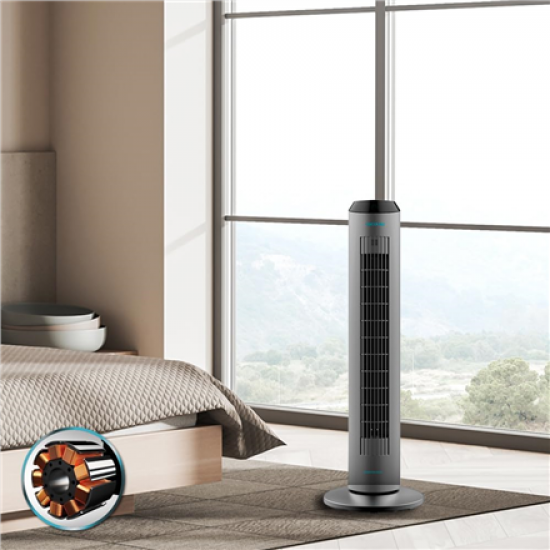 Cecotec EnergySilence 8190 Skyline Ionic | Tower Fan | Stand Fan | 60 W | Diameter 29 cm | Number of speeds 3 | Oscillation | Timer | Remote control | Grey