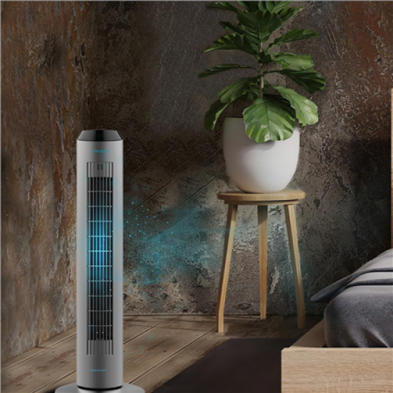 Cecotec EnergySilence 8190 Skyline Ionic | Tower Fan | Stand Fan | 60 W | Diameter 29 cm | Number of speeds 3 | Oscillation | Timer | Remote control | Grey