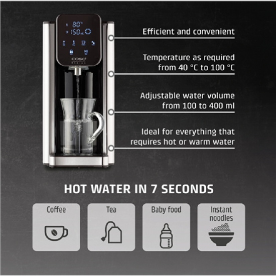 Caso HW 666 Inox | Turbo Hot Water Dispenser | Electric | 2200-2600 W | 2.7 L | Plastic/Stainless Steel | Stainless steel/Black
