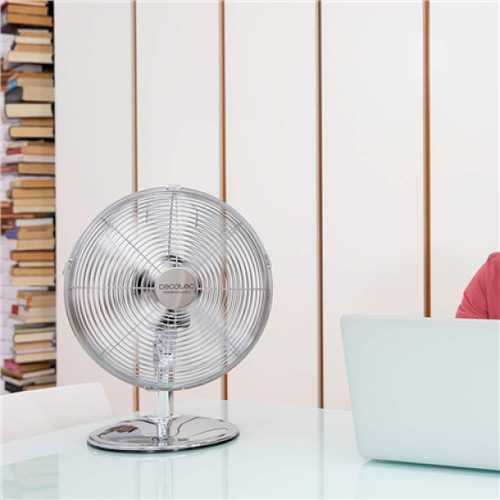 Cecotec EnergySilence 620 RetroDesk | Desktop Fan | Table Fan | 40 W | Diameter 30 cm | Number of speeds 3 | Oscillation | Silver