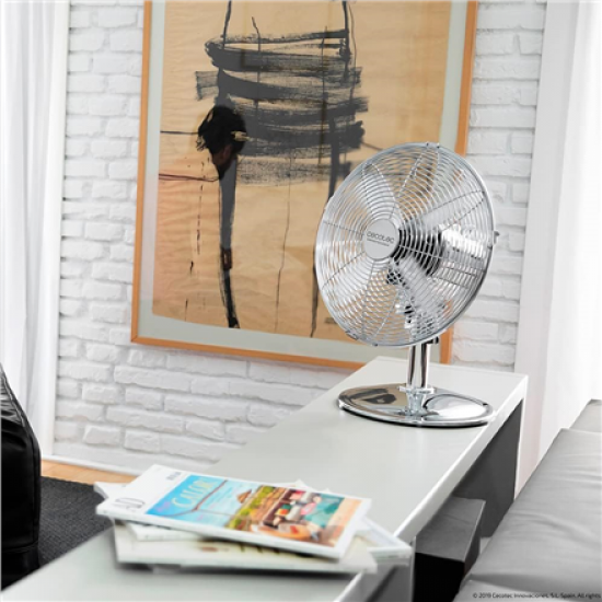 Cecotec EnergySilence 620 RetroDesk | Desktop Fan | Table Fan | 40 W | Diameter 30 cm | Number of speeds 3 | Oscillation | Silver