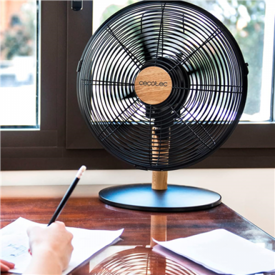 Cecotec EnergySilence 600 WoodDesk | Desktop Fan | Table Fan | 40 W | Diameter 30 cm | Number of speeds 3 | Oscillation | Beige/Black