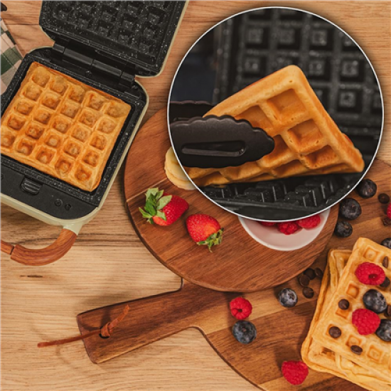 Cecotec Sandwich Maker | Rock'nToast Retro One Yellow Retro-style | 700 W | Number of plates 3 | Yellow