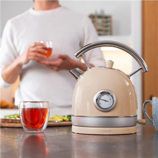 Cecotec Kettle | ThermoSense 420 Vintage | 2200 W | Electric | 1.8 L | Stainless steel | 360° rotational base | Light Beige