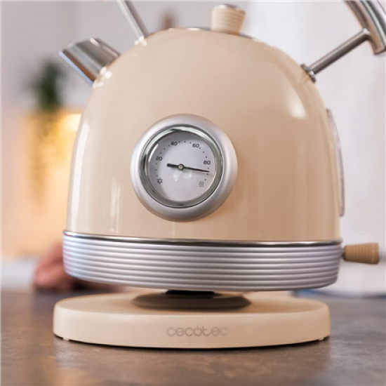 Cecotec Kettle | ThermoSense 420 Vintage | 2200 W | Electric | 1.8 L | Stainless steel | 360° rotational base | Light Beige