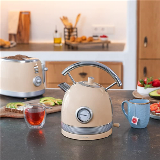 Cecotec Kettle | ThermoSense 420 Vintage | 2200 W | Electric | 1.8 L | Stainless steel | 360° rotational base | Light Beige