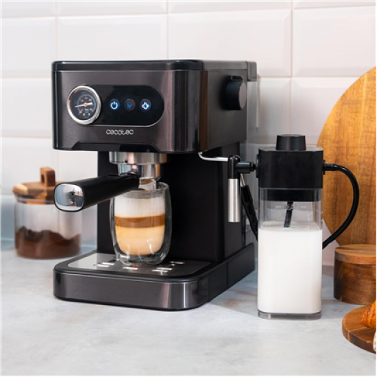Cecotec Coffee machine | Power Espresso 20 Pro Latte | Pump pressure 20 bar | Built-in milk frother | Semi-automatic | Black | 1350 W
