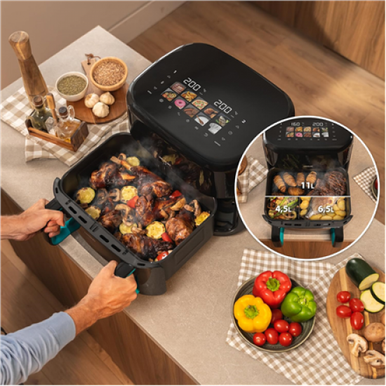 Cecotec Double hot air fryer | Cecofry&Grill Smokin'Prime 11000 | Power 2800 W | Capacity 11 L | Black
