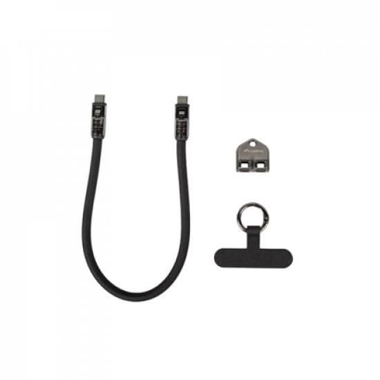 Lanberg USB-C M/M Lanyard/Keychain Cable, 0.3 m, 240 W | CA-CMCM-10LN-0003-BK