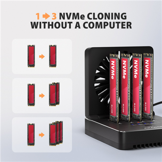 AXAGON ADSA-M2C44 USB4 docking station for 4x M.2 NVMe SSDs with disk cloning function without a PC