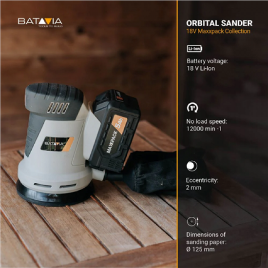 Batavia 18V orbital sander 125 mm Without battery and charger