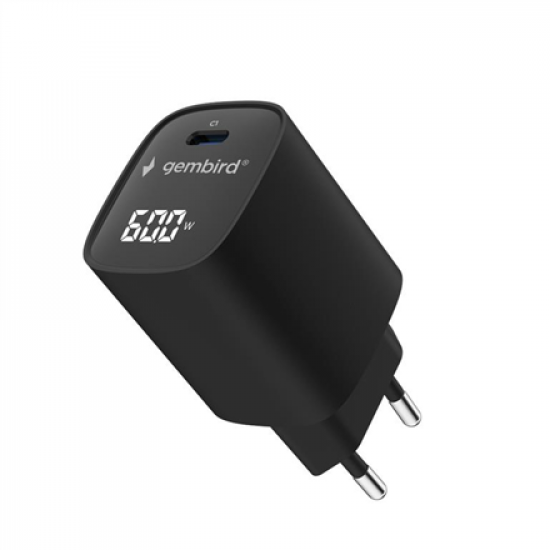 Gembird TA-UC-1C-PD60LCD-01-BK 60W USB Type-C fast charger, LCD, black | Gembird