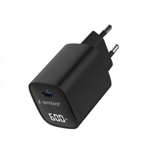 Gembird TA-UC-1C-PD60LCD-01-BK 60W USB Type-C fast charger, LCD, black | Gembird