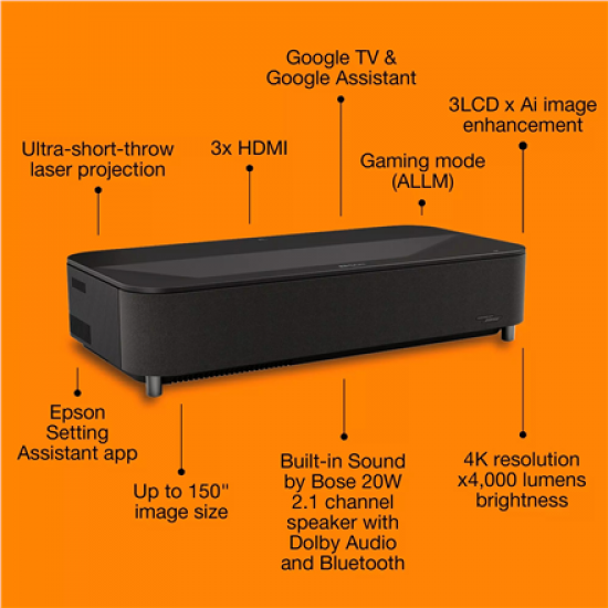 Epson EH-LS970B 4K 3LCD Projector/4000Lm/16:9/5000000:1, Black | Epson