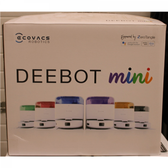SALE OUT. Ecovacs DEEBOT mini Vacuum cleaner, Robot, Wet&Dry, ZeroTangle Technology, Agile Navigation, White/Blue + Auto-empty station | Ecovacs Robotic Vacuum Cleaner | DEEBOT mini BLUE | Wet&Dry | Li-ion | 3200 mAh | Dust capacity 1.8 L | 8000 Pa | Whit