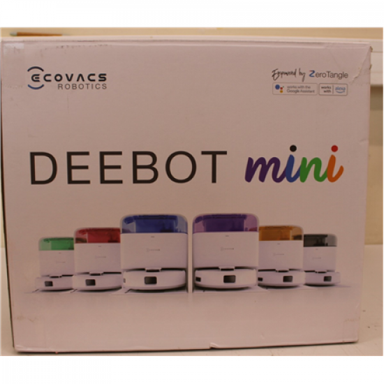 SALE OUT. Ecovacs DEEBOT mini Vacuum cleaner, Robot, Wet&Dry, ZeroTangle Technology, Agile Navigation, White/Blue + Auto-empty station | Ecovacs Robotic Vacuum Cleaner | DEEBOT mini BLUE | Wet&Dry | Li-ion | 3200 mAh | Dust capacity 1.8 L | 8000 Pa | Whit