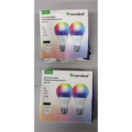 SALE OUT. Nanoleaf Essentials Smart A60 Bulb E27 Matter WiFi 9W 900Lm RGBCW 2700-6500K, 2pcs pack | Nanoleaf Essentials Smart A60 Bulb Matter WiFi 900Lm 2700-6500K, 2pcs pack | E27 | 9 W | RGBCW | DAMAGED PACKAGING
