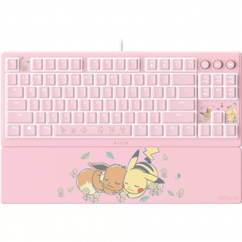 Razer Ornata V3 Tenkeyless | Gaming keyboard | Wired | US | Razer Mecha-Membrane Switches | Wrist Rest | Pikachu Eevee Edition
