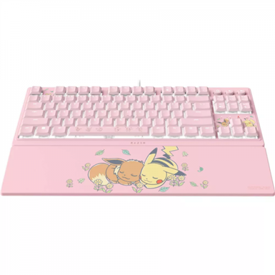 Razer Ornata V3 Tenkeyless | Gaming keyboard | Wired | US | Razer Mecha-Membrane Switches | Wrist Rest | Pikachu Eevee Edition