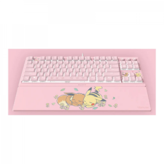 Razer Ornata V3 Tenkeyless | Gaming keyboard | Wired | US | Razer Mecha-Membrane Switches | Wrist Rest | Pikachu Eevee Edition