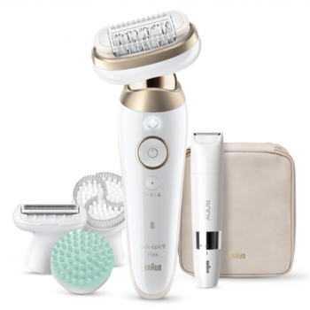 Braun Silk-épil 9 Flex SkinSpa SES9-481 3D Epilator, Wet & Dry, White/Gold