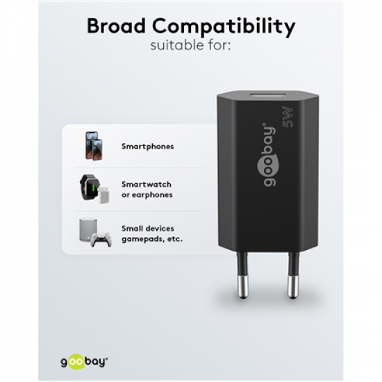Goobay 44949 5 W USB-A Charger, Black