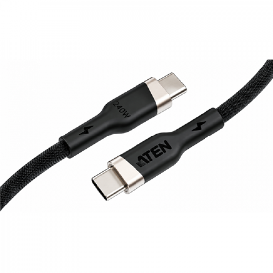 Aten 240W USB-C to USB-C Braided Charging Cable, 1 m | 2L-3101P240 | USB-C to USB-C