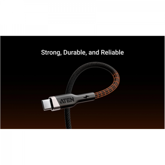 Aten 240W USB-C to USB-C Braided Charging Cable, 1 m | 2L-3101P240 | USB-C to USB-C