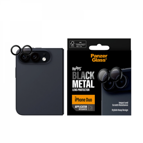 PanzerGlass Hoops | Camera Lens | Apple | iPhone Duo | Metal/Silicone | Black