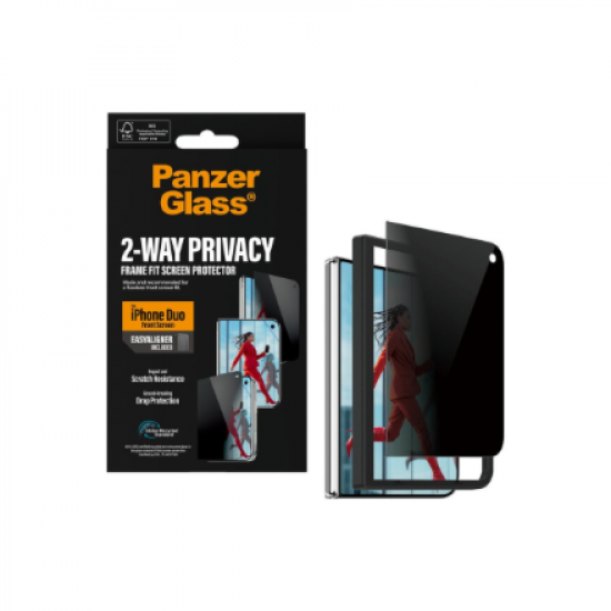 PanzerGlass Privacy w. EasyAligner | Screen protector | Apple | iPhone Duo | Glass | Transparent