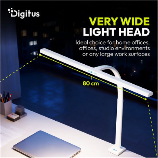 Digitus LED Desk Lamp, 80 cm, White | DA-90493 | 2400 lm | 16 W | 3000-6500 K | Warm white light to white daylight | LED lamp | 10 V