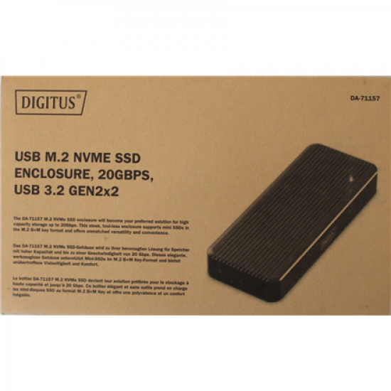 SALE OUT. | Digitus USB M.2 hard disk enclosure, SSD, external, NVMe, 20Gbps, USB 3.2 Gen2x2 | DA-71157 | DEMO