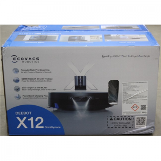 SALE OUT. Ecovacs DEEBOT X12 OmniCyclone Vacuum cleaner, Robot, Wet&Dry, TruEdge 3.0, AIVI 3D 3.0, Gray | Ecovacs Robot Vacuum Cleaner | DEEBOT X12 OmniCyclone | Wet&Dry | Li-Ion | 4000 mAh | Dust capacity 0.25 L | 22000 Pa | Gray | DAMAGED PACKAGING | 24