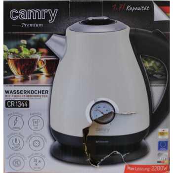 SALE OUT. Camry CR 1344 Electric kettle with a thermometer 1,7L, Cream | SALE OUT. | Camry Kettle with a thermometer | CR 1344 | Electric | 2200 W | 1.7 L | Stainless steel | 360° rotational base | Cream | DAMAGED PACKAGING