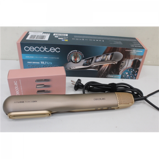 SALE OUT. | Cecotec Air Straightener | AirLisse 2in1 ForceDry Champagne | Warranty 24 month(s) | Ceramic heating system | Number of heating levels 4 | 1000 W | Beige | DEMO