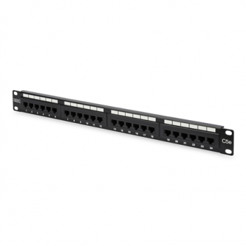 Digitus | Patch Panel | DN-91524U | Black | Category: CAT 5e; Ports: 24 x RJ45; Retention strength: 7.7 kg; Insertion force: 30N max | 48.2 x 4.4 x 10.9 cm