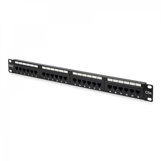 Digitus | Patch Panel | DN-91524U | Black | Category: CAT 5e; Ports: 24 x RJ45; Retention strength: 7.7 kg; Insertion force: 30N max | 48.2 x 4.4 x 10.9 cm