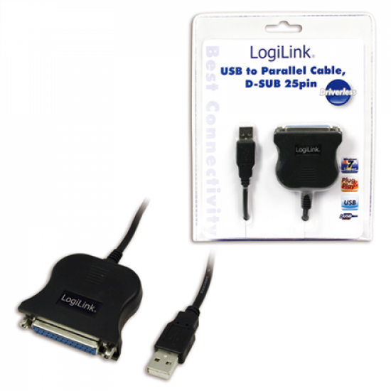 Logilink | USB 2.0 adapter to Paralel (LPT)  DB25 , 1,8m | USB-A to LPT USB A male | DB25