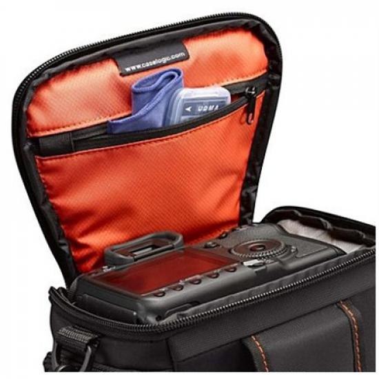 Case Logic | DCB-306 SLR Camera Bag | Black | * Designed to fit an SLR camera with standard zoom lens attached * Internal zippered pocket stores memory cards, filter or lens cloth * Side zippered pockets store an extra battery, cables, lens cap, or small 